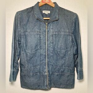Coldwater Creek 🟣 GUC Size 14 Vintage Blue Denim Zipper Jacket